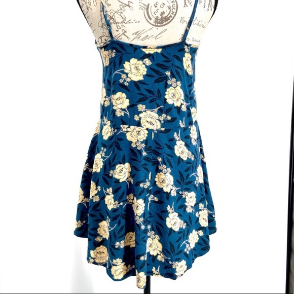 Kimchi Blue Spaghetti Strap Dress Blue with Yellow Floral Pattern - Picture 2 of 5